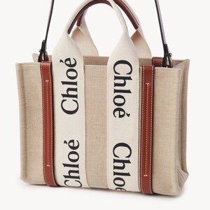 Small woody tote bag in linen
